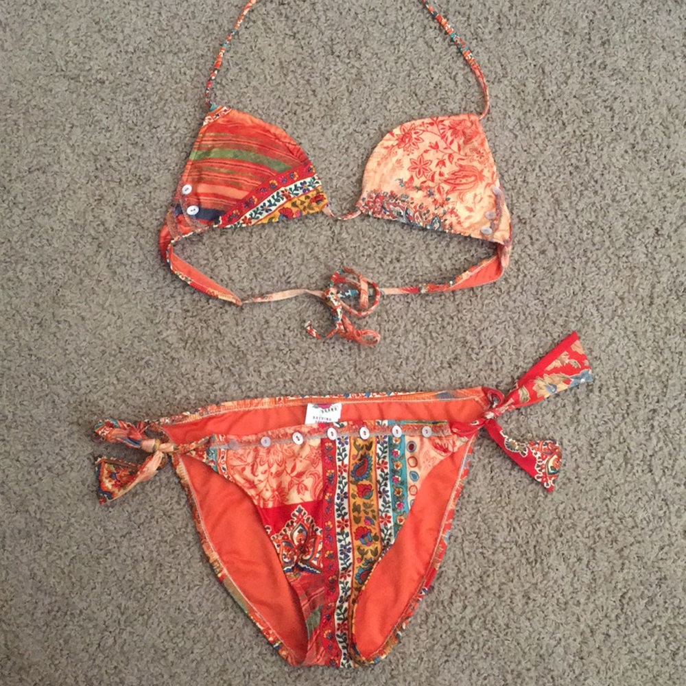 Women's Two Piece Orange Swim Suit (size S)